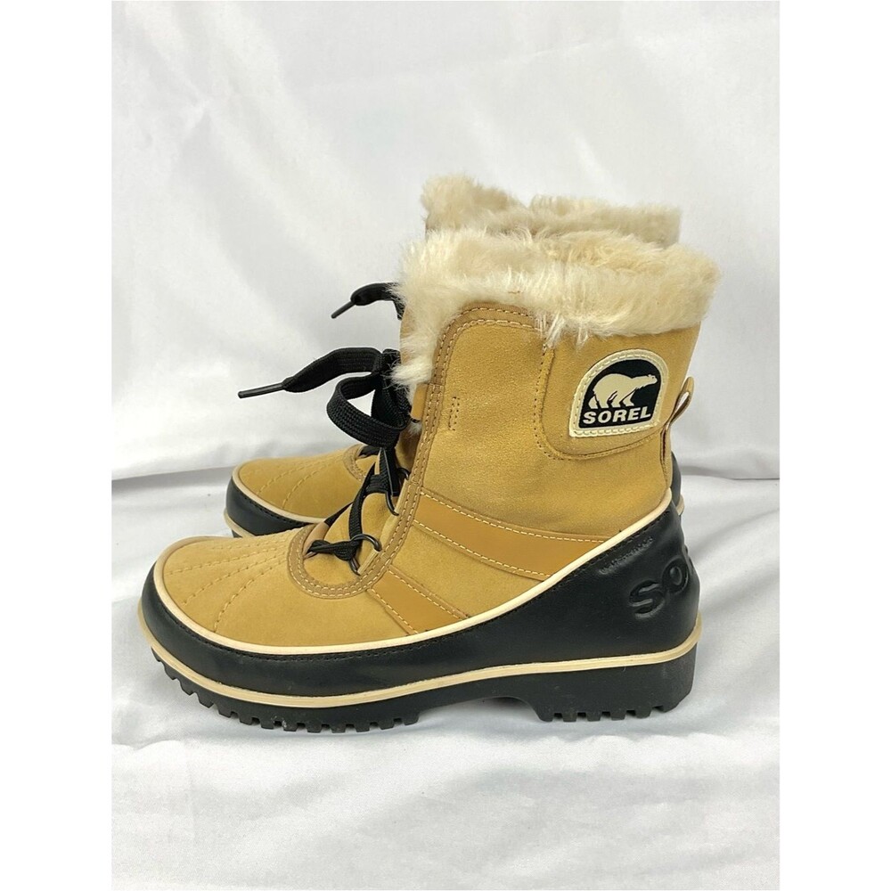 Sorel Tivoli II Buff Boots Suede Faux Fur Lace Up Winter Snow Womens Sz 6.5